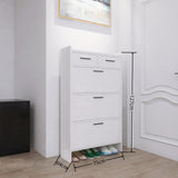 PVC Surface Shaker Shape Door Shoe Rack 3 Doors Shoe Cabinet
