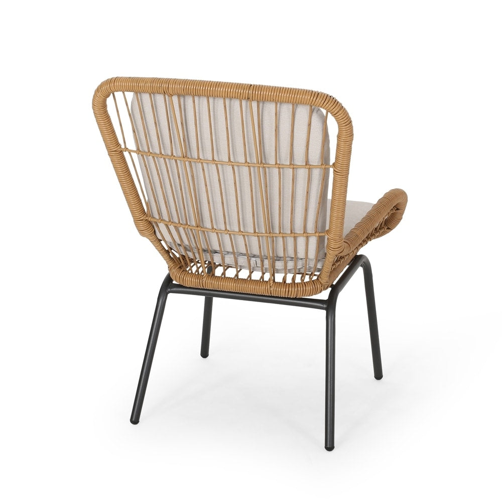 Pabrico Outdoor Wicker Chat Set with Cushions by Christopher Knight Home