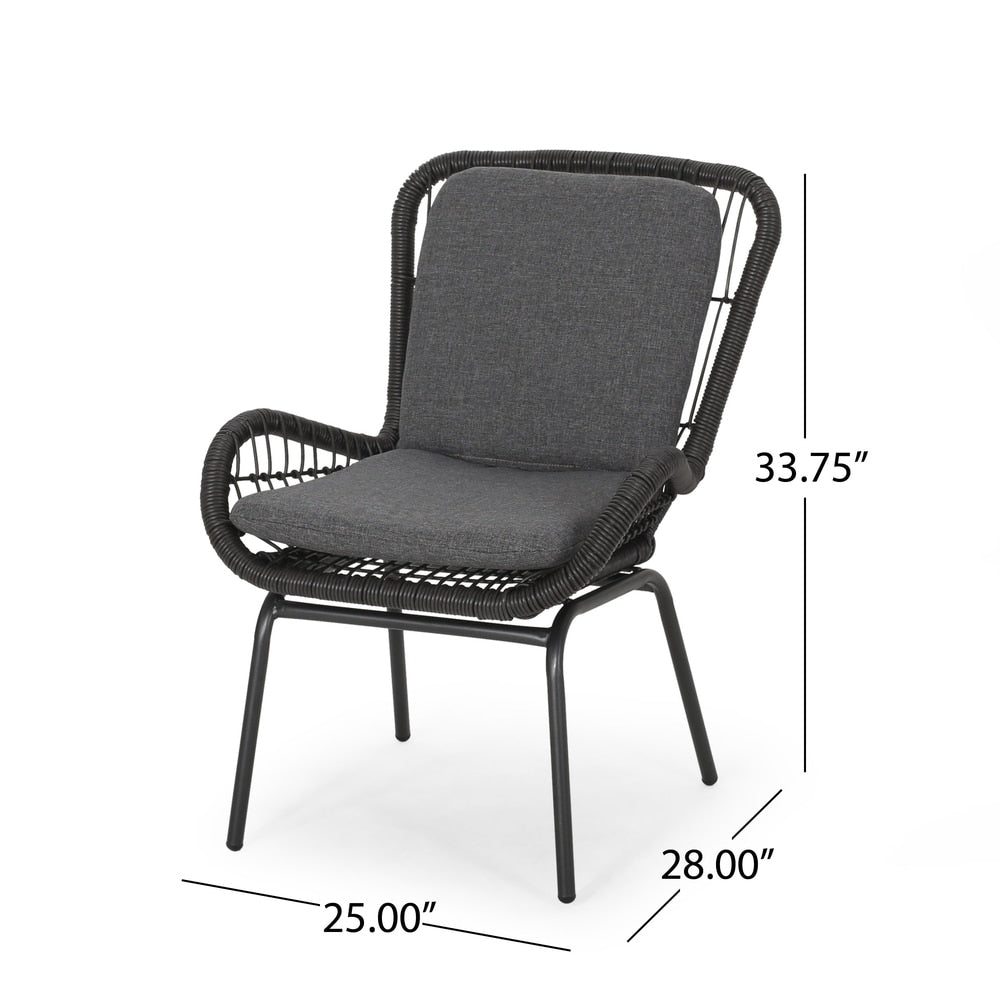 Pabrico Outdoor Wicker Chat Set with Cushions by Christopher Knight Home