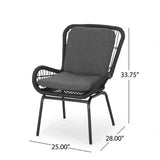 Pabrico Outdoor Wicker Chat Set with Cushions by Christopher Knight Home