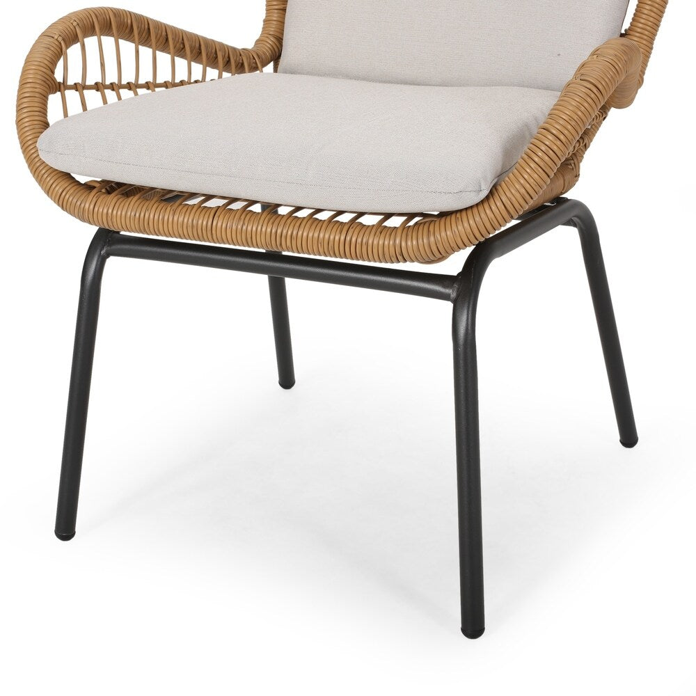 Pabrico Outdoor Wicker Chat Set with Cushions by Christopher Knight Home
