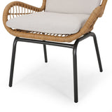 Pabrico Outdoor Wicker Chat Set with Cushions by Christopher Knight Home