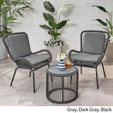 Pabrico Outdoor Wicker Chat Set with Cushions by Christopher Knight Home