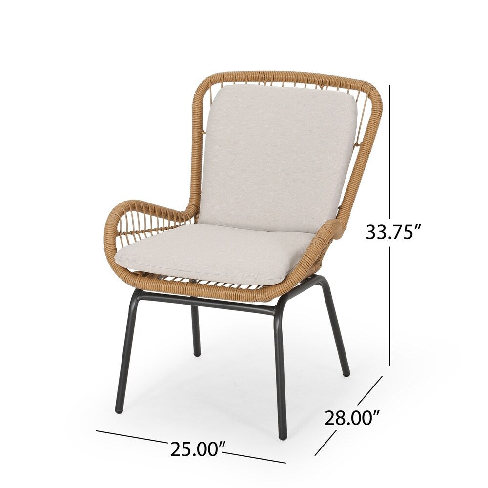 Pabrico Outdoor Wicker Chat Set with Cushions by Christopher Knight Home
