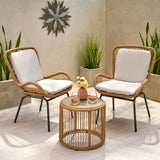 Pabrico Outdoor Wicker Chat Set with Cushions by Christopher Knight Home