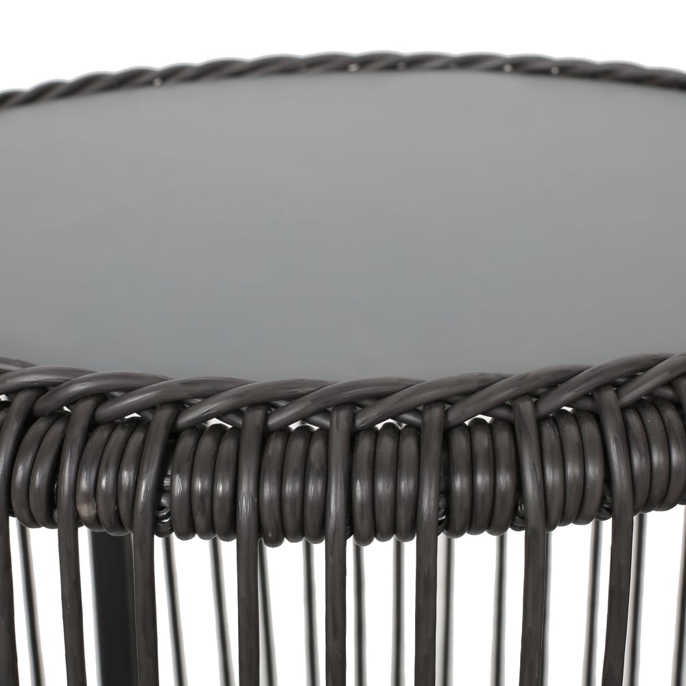 Pabrico Outdoor Wicker Side Table with Tempered Glass Top by Christopher Knight Home