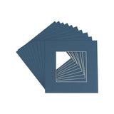 Pack of 25 Acid Free 20x20 Mats Bevel Cut for 8x8 Photos - Steel Blue Precut Matboards For Pictures, Photos, Framing