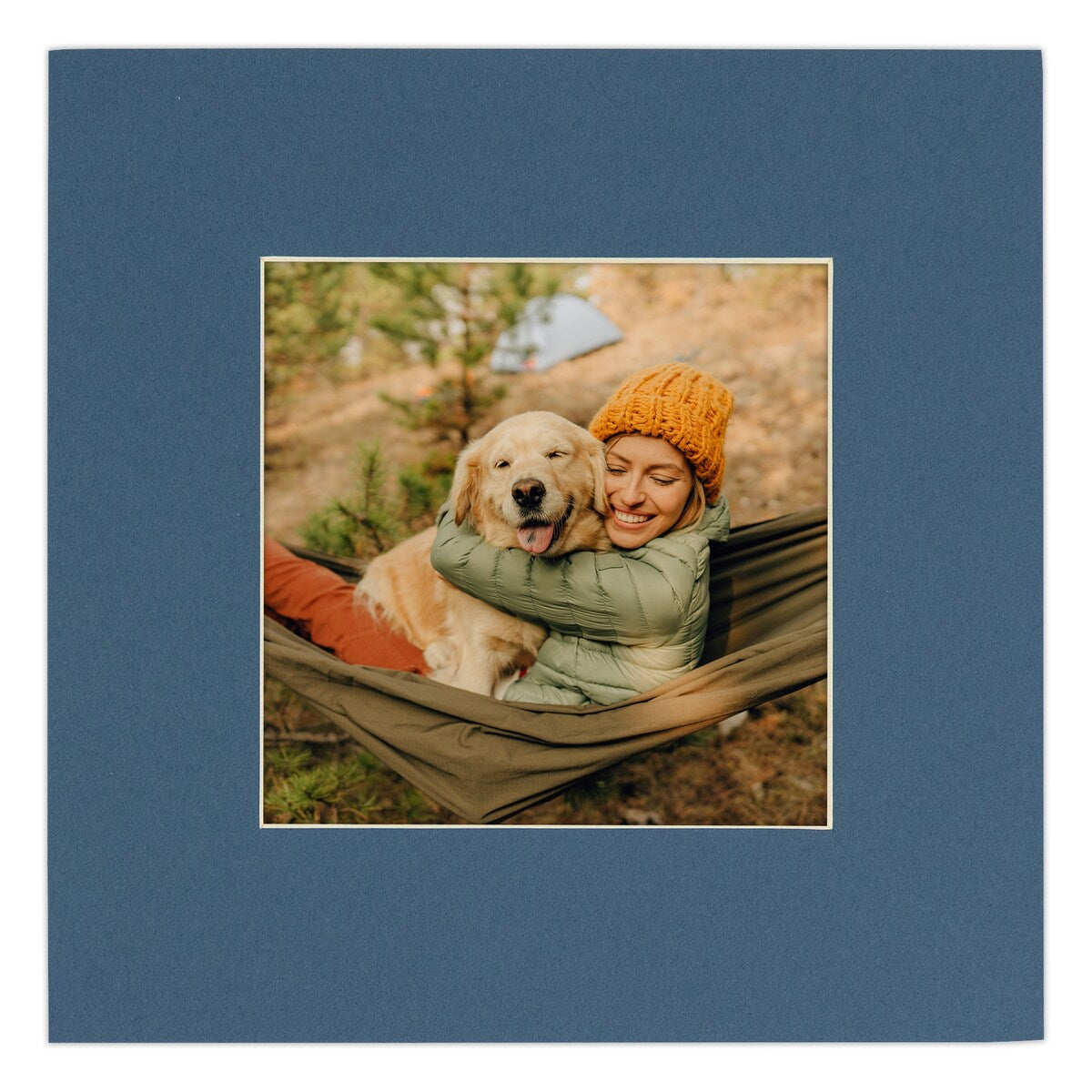 Pack of 25 Acid Free 20x20 Mats Bevel Cut for 8x8 Photos - Steel Blue Precut Matboards For Pictures, Photos, Framing