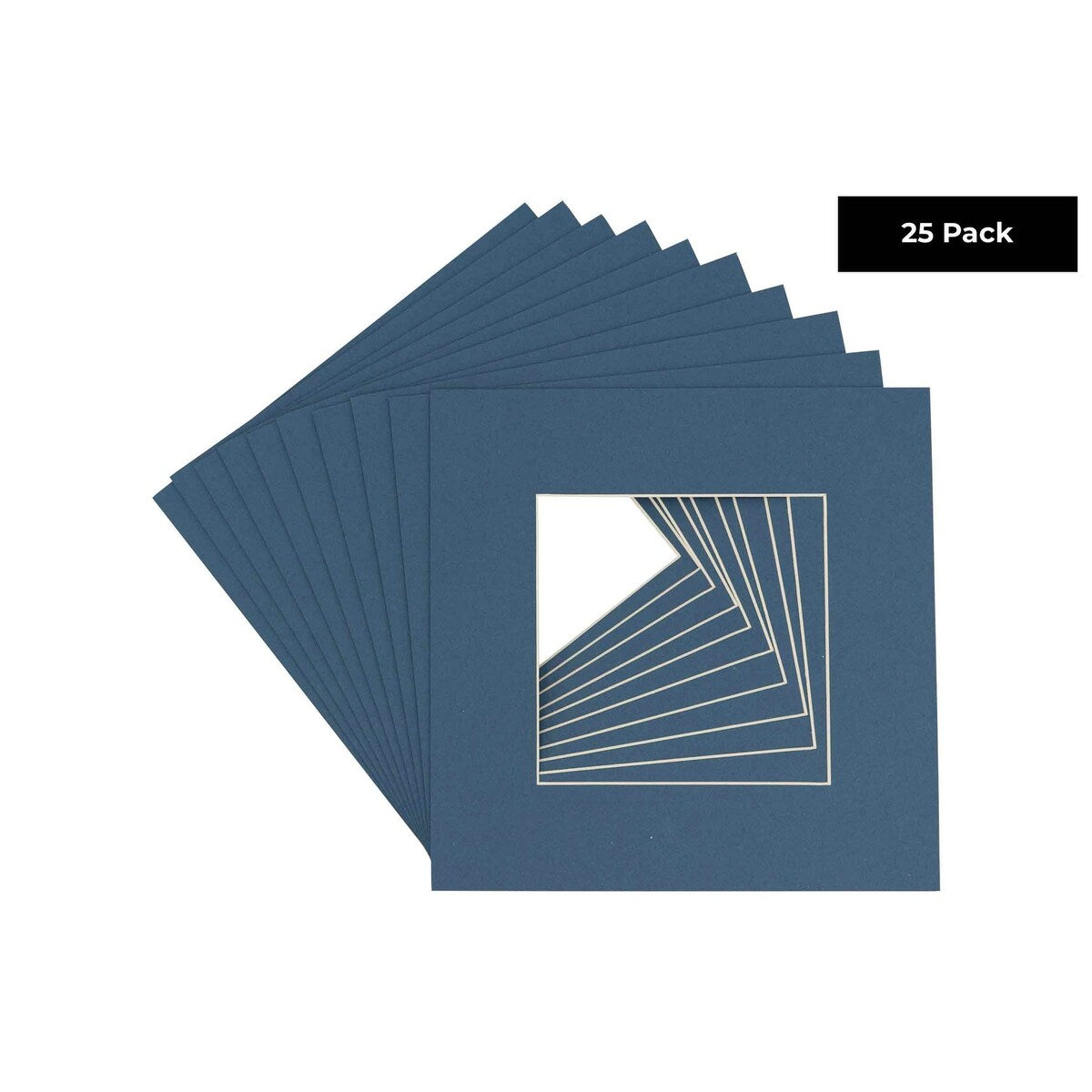 Pack of 25 Acid Free 20x20 Mats Bevel Cut for 8x8 Photos - Steel Blue Precut Matboards For Pictures, Photos, Framing