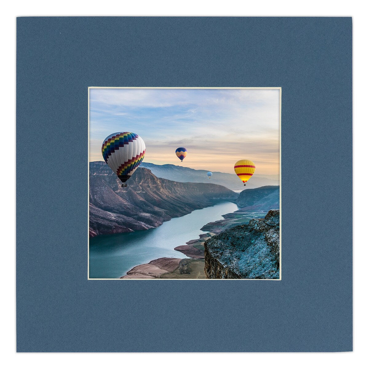 Pack of 25 Acid Free 20x20 Mats Bevel Cut for 8x8 Photos - Steel Blue Precut Matboards For Pictures, Photos, Framing