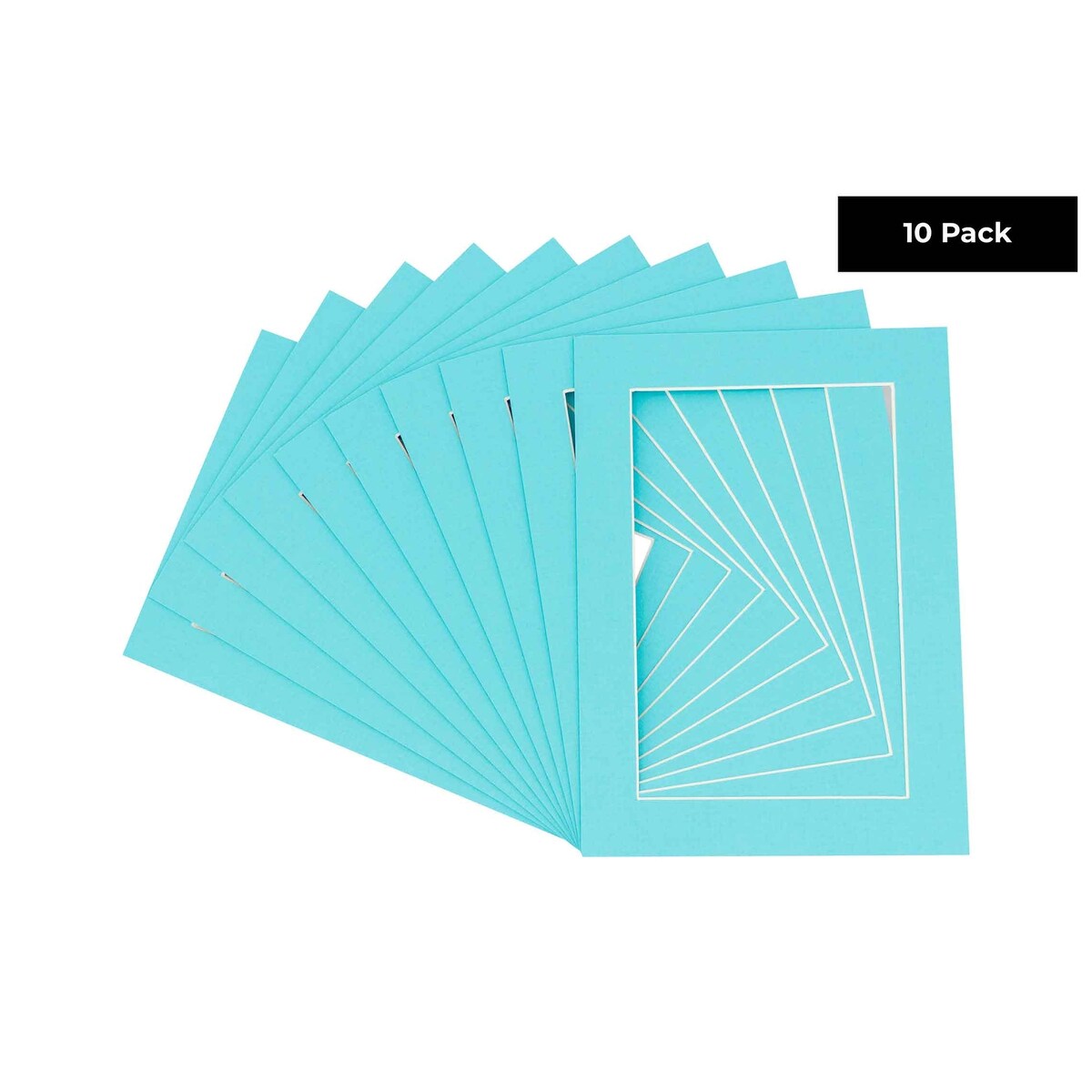 Pack of TEN 12x16 Mats Bevel Cut for 10x13 Photos - Acid Free Aquamarine Blue Precut Matboards For Pictures, Photos, Framing