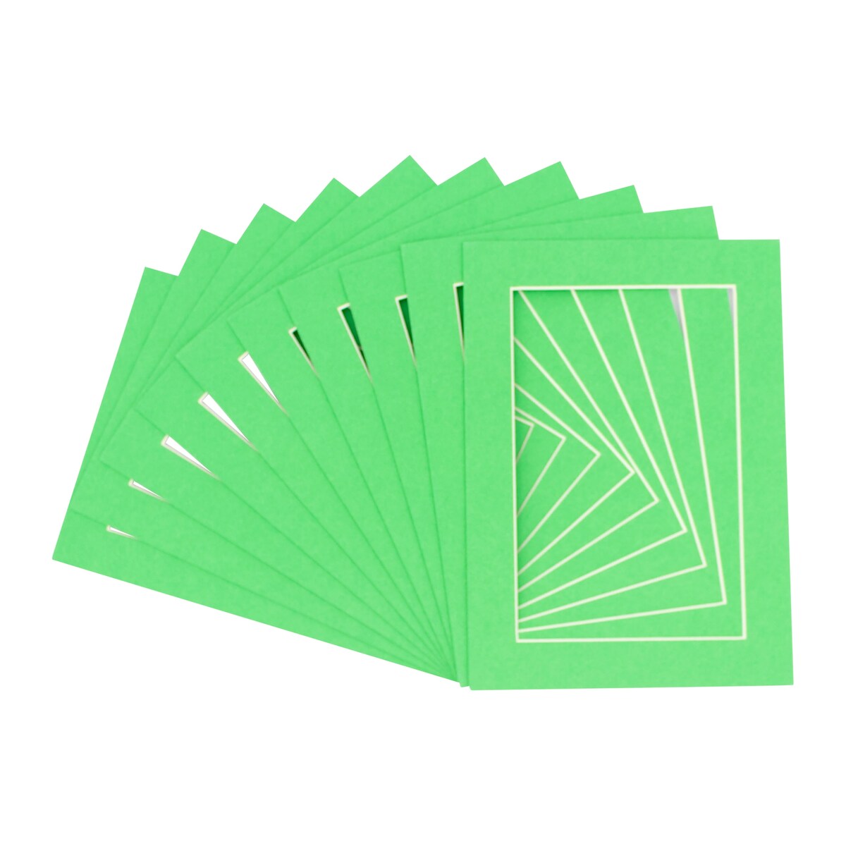 Pack of TEN 9x14 Mats Bevel Cut for 7x11 Photos - Acid Free Bright Green Precut Matboards For Pictures, Photos, Framing