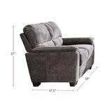 Padded Loveseat with Pillow Arms, Charcoal Grey