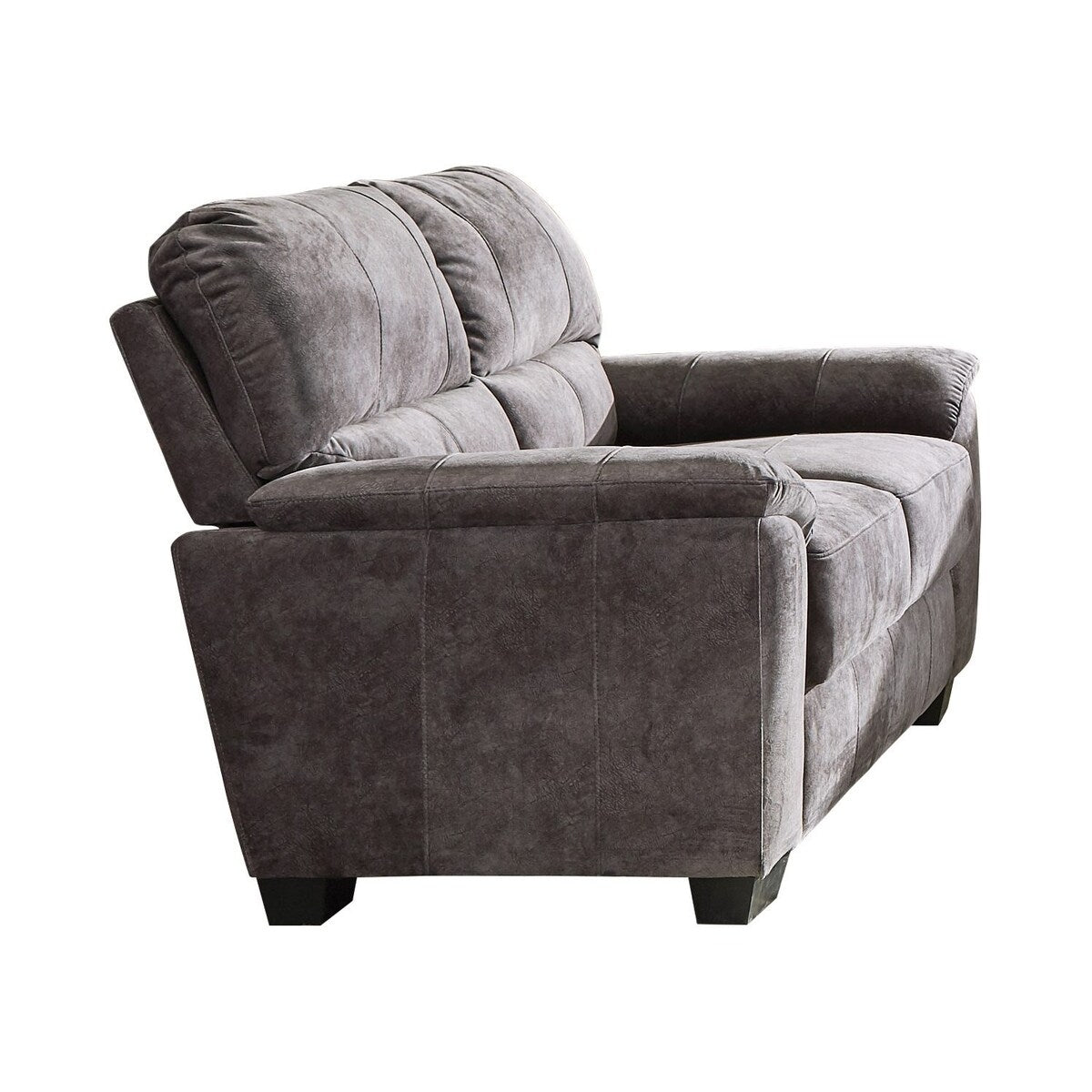 Padded Loveseat with Pillow Arms, Charcoal Grey