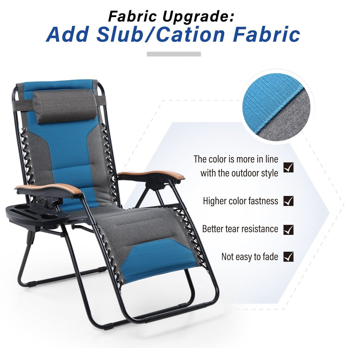 Padded Zero Gravity Chair Oversize Lounge Chair with Free Cup Holder