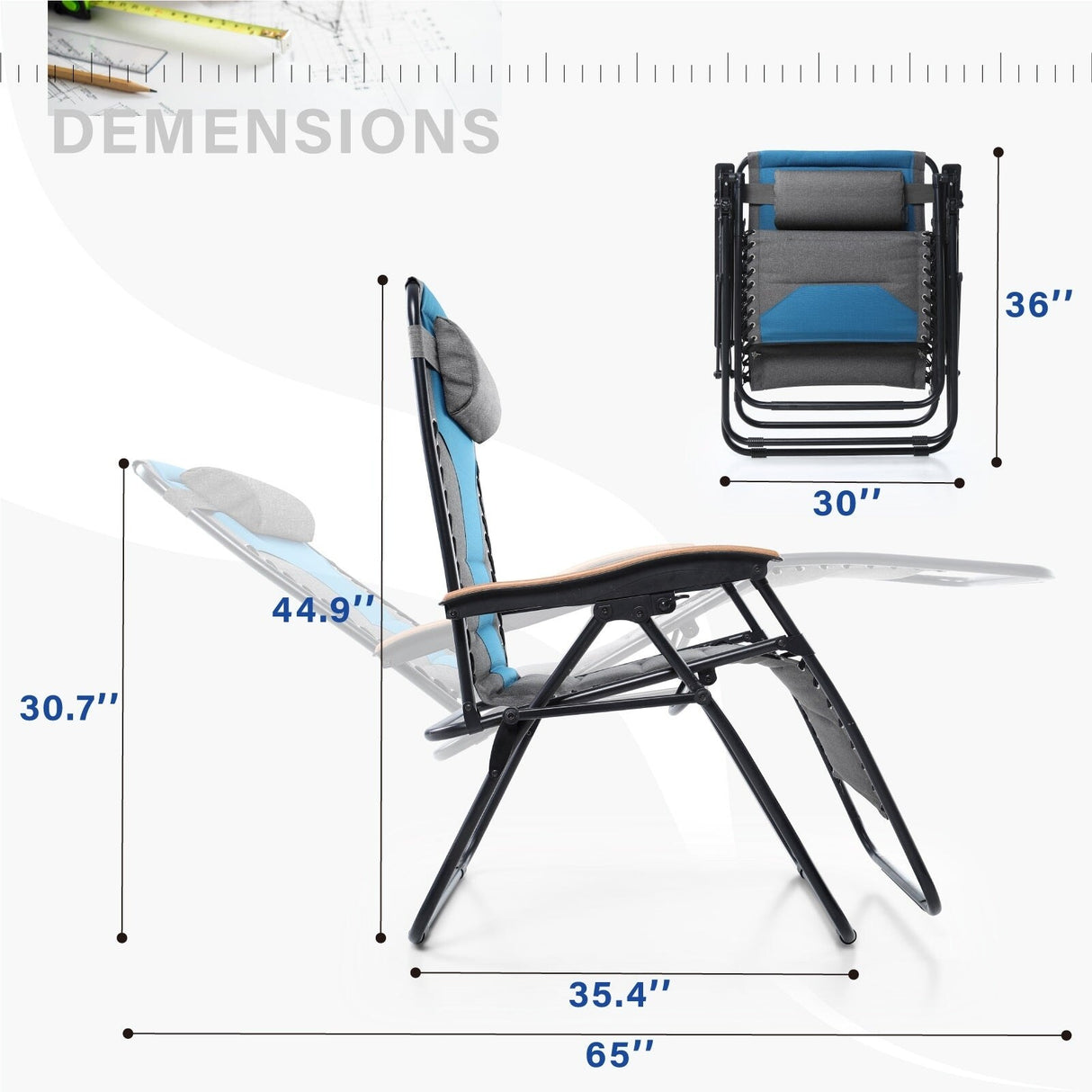 Padded Zero Gravity Chair Oversize Lounge Chair with Free Cup Holder
