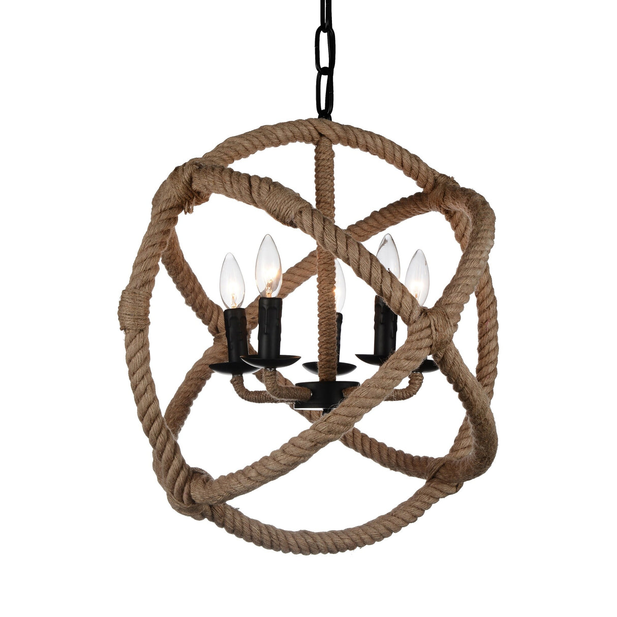Padma 5 Light Up Chandelier With Black Finish