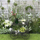 Paint With Handle Cart Shape 2 Layer Plant Stand