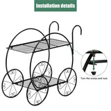 Paint With Handle Cart Shape 2 Layer Plant Stand