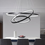 Modern Painted Black 3 Rings LED Pendant Light Fixture