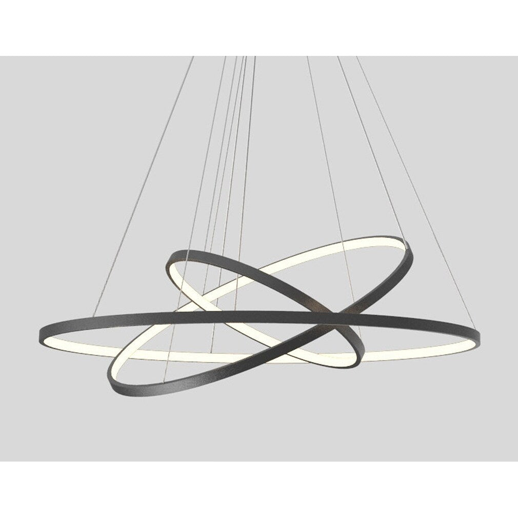 Modern Painted Black 3 Rings LED Pendant Light Fixture