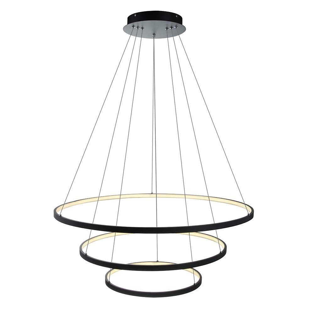 Modern Painted Black 3 Rings LED Pendant Light Fixture