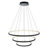 Modern Painted Black 3 Rings LED Pendant Light Fixture