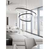 Modern Painted Black 3 Rings LED Pendant Light Fixture