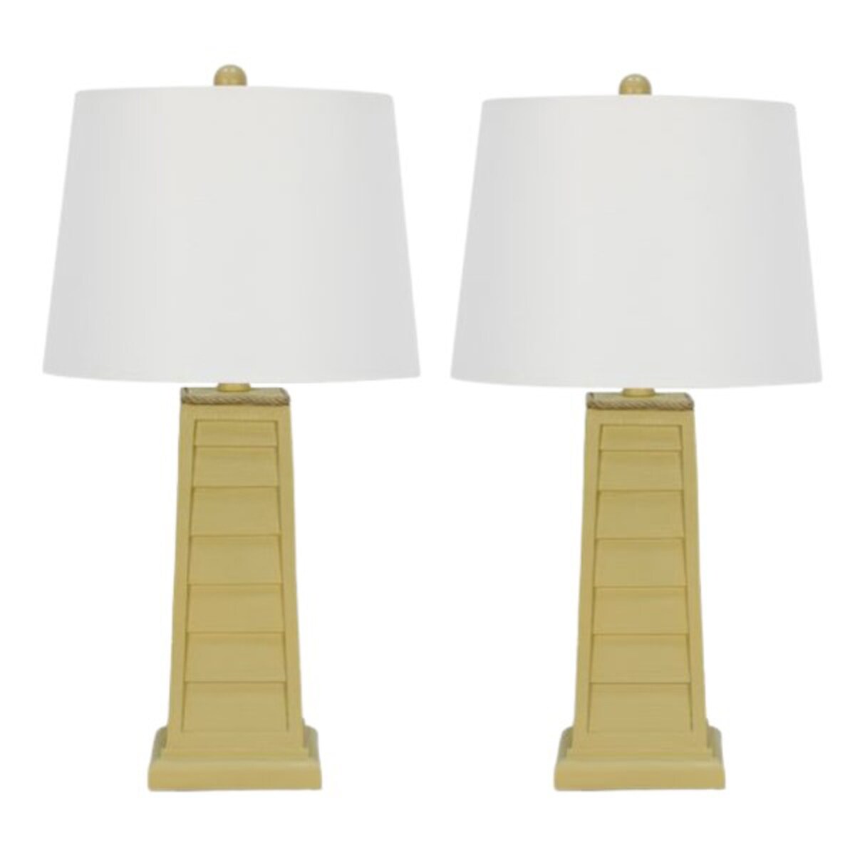 Pair of 25" Shutter Table Lamp & Decorator Shade - 25