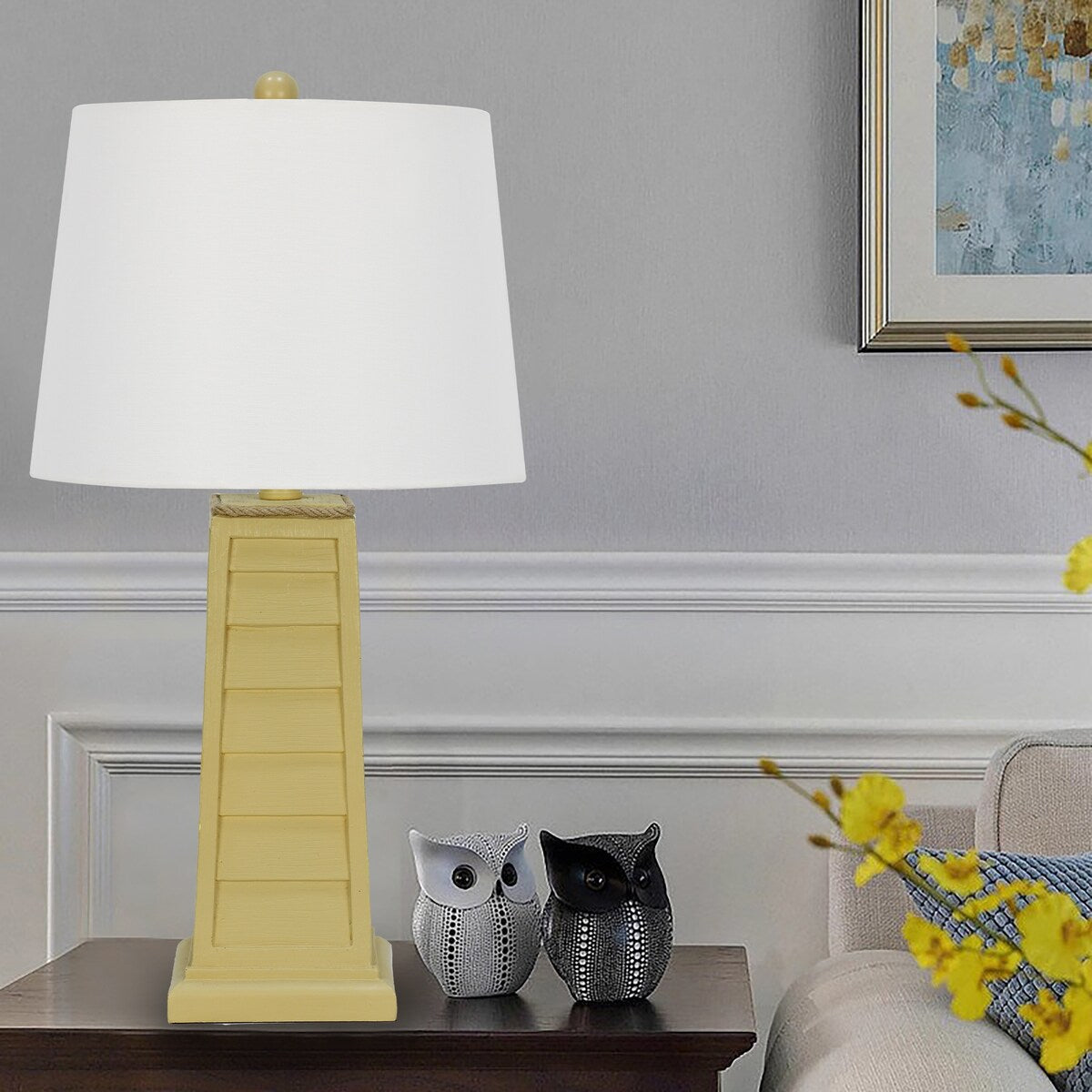 Pair of 25" Shutter Table Lamp & Decorator Shade - 25