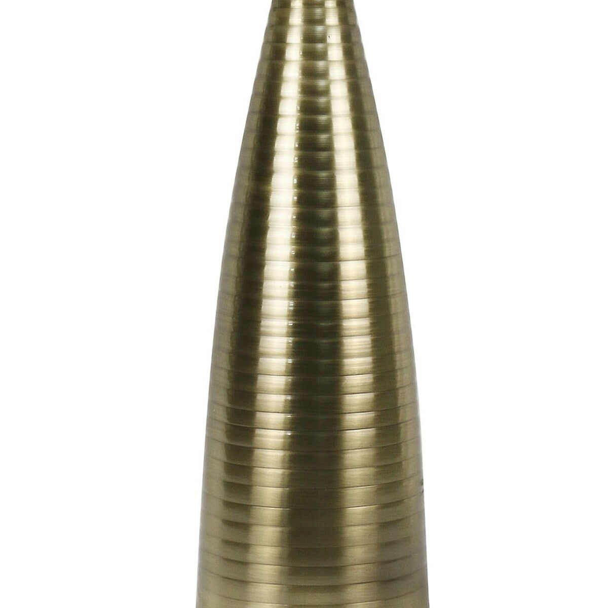 Pair of 28in Tapered Ribbed Metal Cylinder Table Lamps - 28