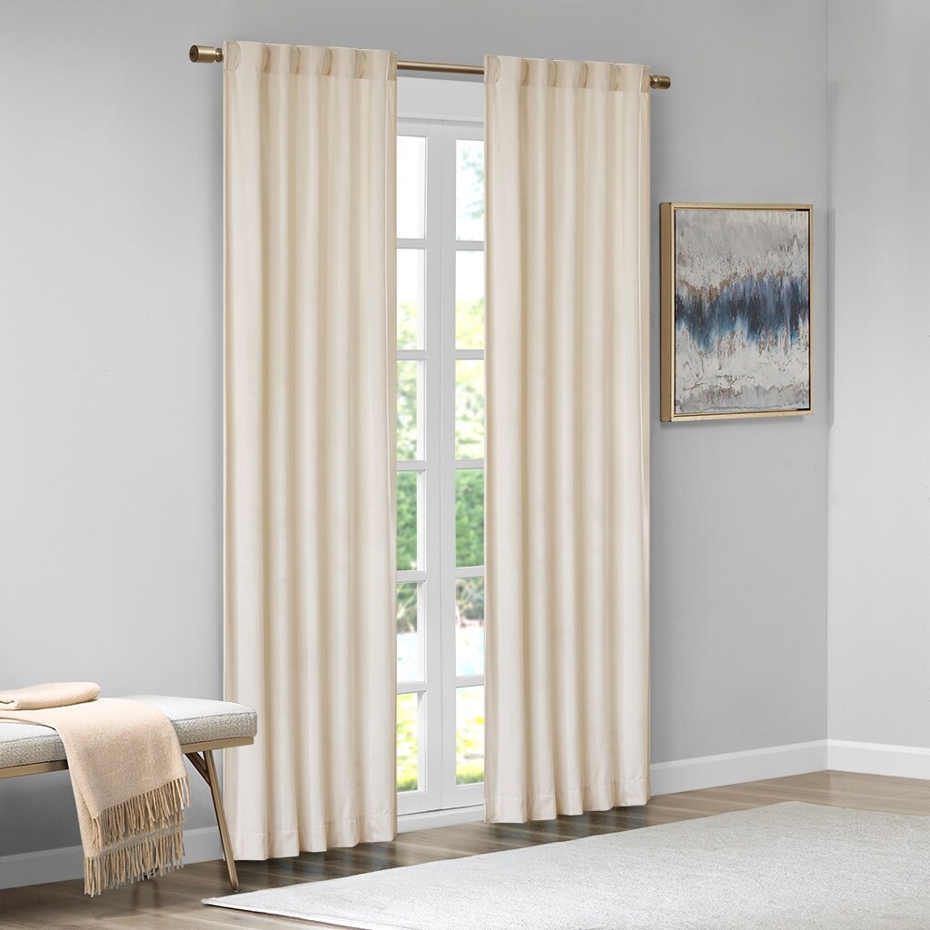 Pair of High Quality Velvet Fabric Indoor Blackout Curtains, Back Tab Curtain Panel for Living Room, Bedroom-2 Panels