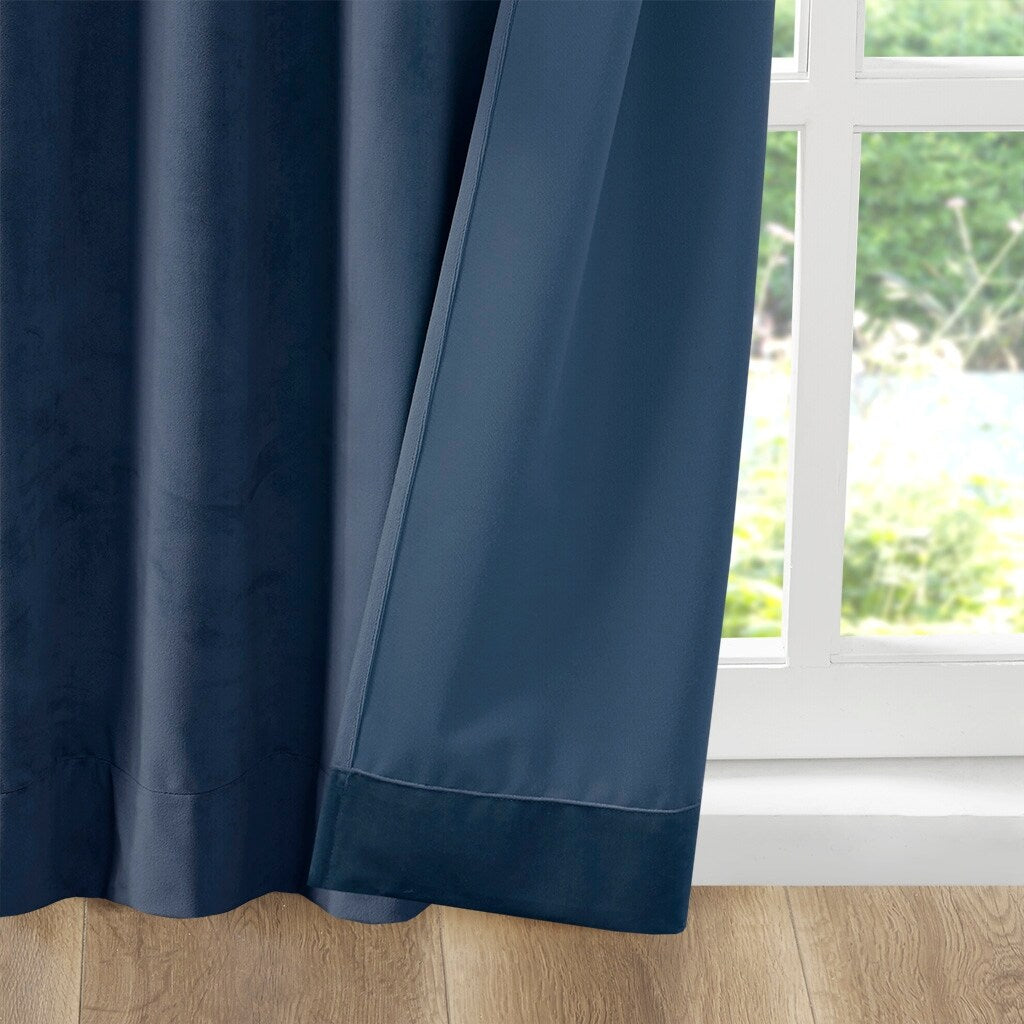 Pair of High Quality Velvet Fabric Indoor Blackout Curtains, Back Tab Curtain Panel for Living Room, Bedroom-2 Panels