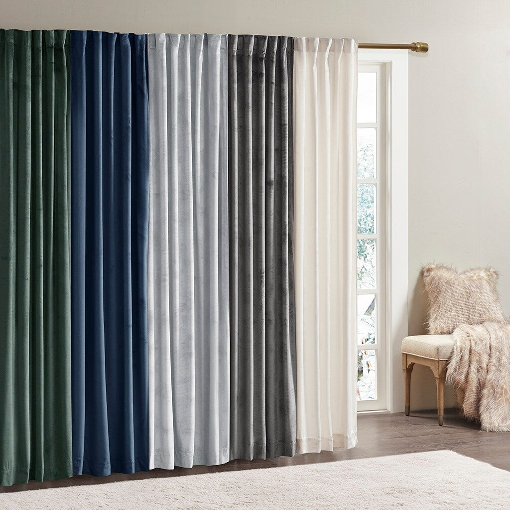 Pair of High Quality Velvet Fabric Indoor Blackout Curtains, Back Tab Curtain Panel for Living Room, Bedroom-2 Panels
