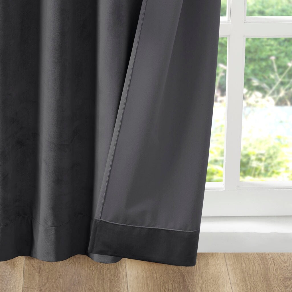 Pair of High Quality Velvet Fabric Indoor Blackout Curtains, Back Tab Curtain Panel for Living Room, Bedroom-2 Panels