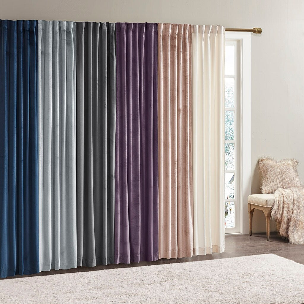 Pair of High Quality Velvet Fabric Indoor Blackout Curtains, Back Tab Curtain Panel for Living Room, Bedroom-2 Panels