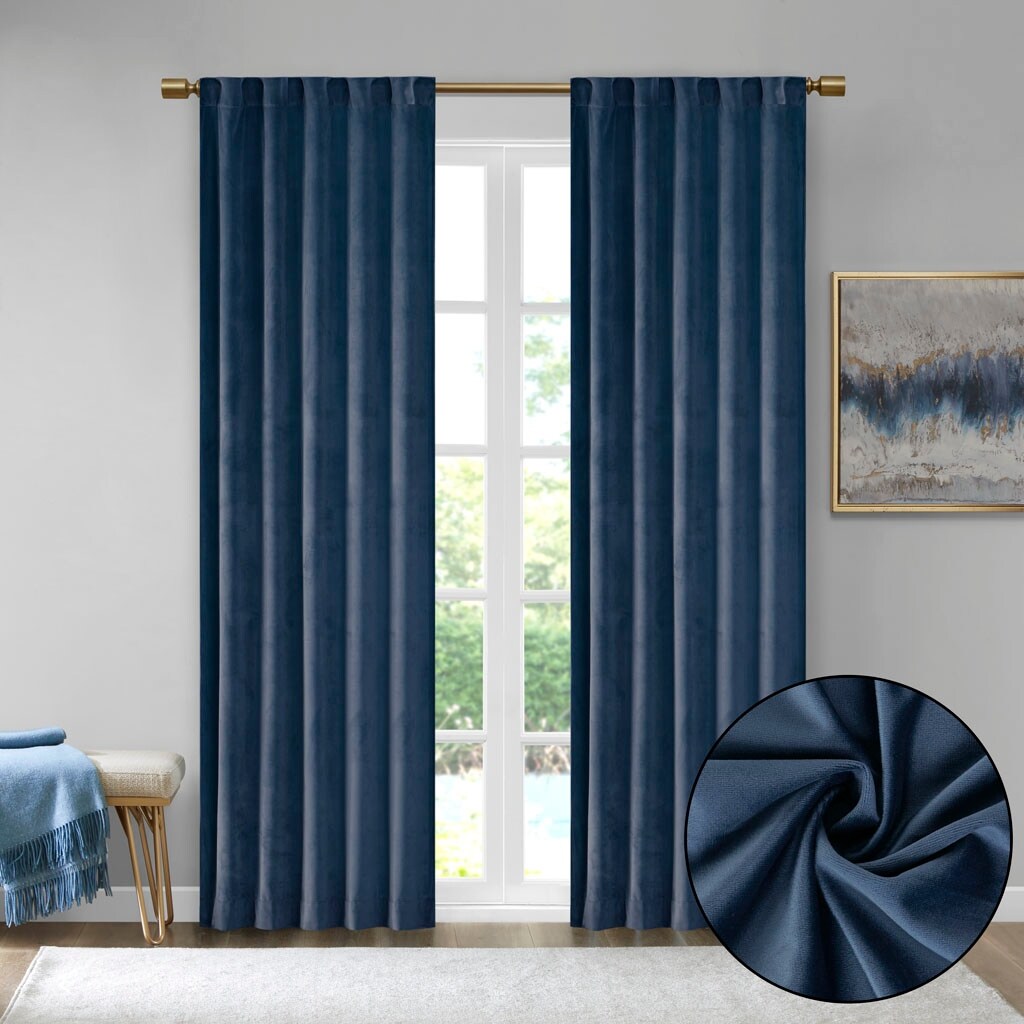 Pair of High Quality Velvet Fabric Indoor Blackout Curtains, Back Tab Curtain Panel for Living Room, Bedroom-2 Panels