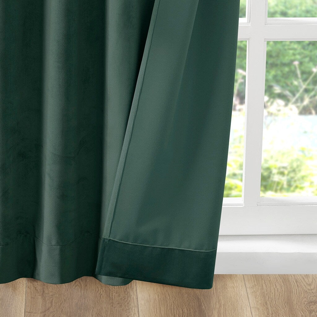 Pair of High Quality Velvet Fabric Indoor Blackout Curtains, Back Tab Curtain Panel for Living Room, Bedroom-2 Panels