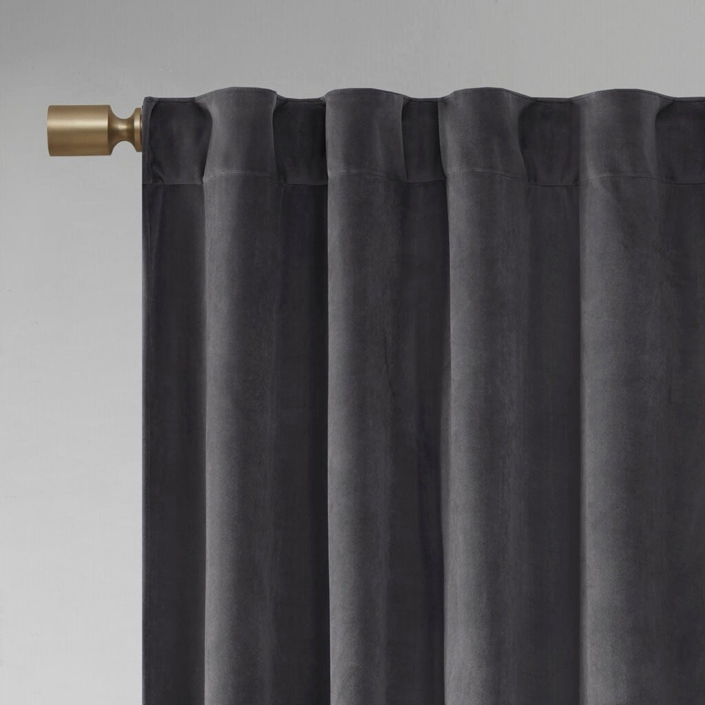 Pair of High Quality Velvet Fabric Indoor Blackout Curtains, Back Tab Curtain Panel for Living Room, Bedroom-2 Panels