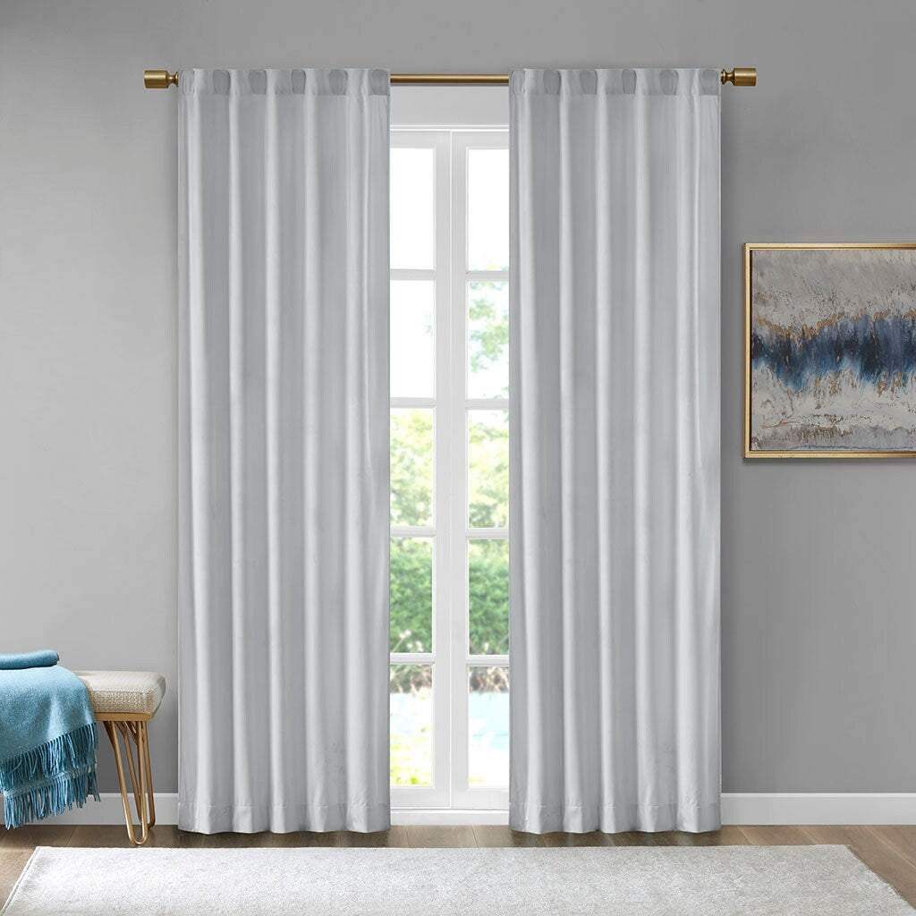 Pair of High Quality Velvet Fabric Indoor Blackout Curtains, Back Tab Curtain Panel for Living Room, Bedroom-2 Panels