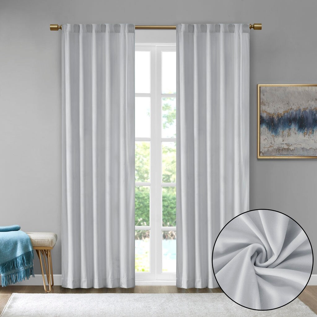 Pair of High Quality Velvet Fabric Indoor Blackout Curtains, Back Tab Curtain Panel for Living Room, Bedroom-2 Panels