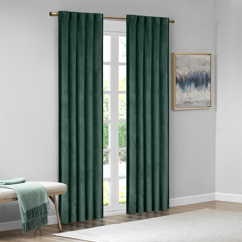 Pair of High Quality Velvet Fabric Indoor Blackout Curtains, Back Tab Curtain Panel for Living Room, Bedroom-2 Panels