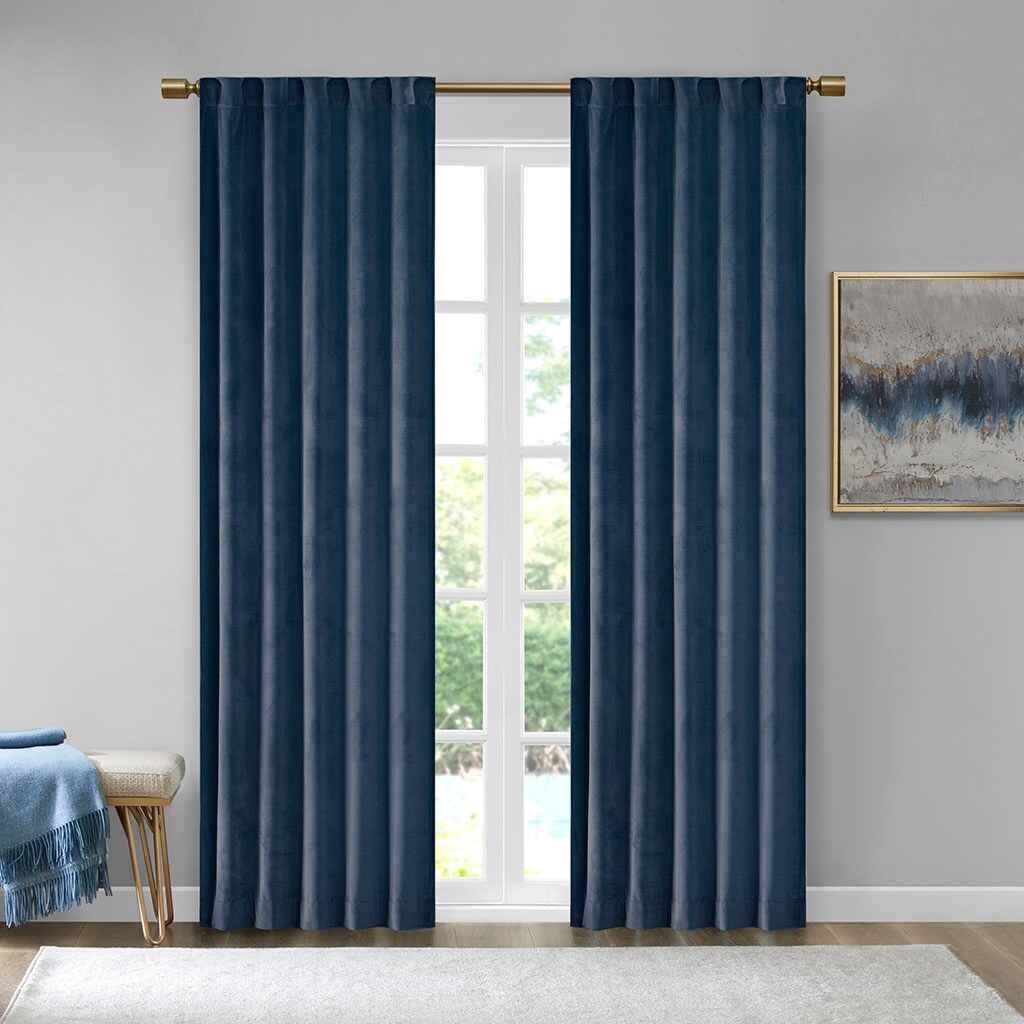 Pair of High Quality Velvet Fabric Indoor Blackout Curtains, Back Tab Curtain Panel for Living Room, Bedroom-2 Panels