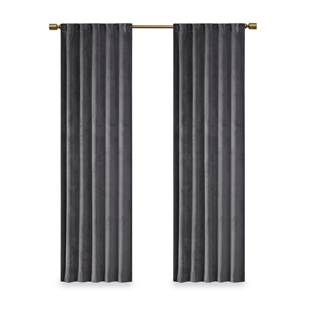 Pair of High Quality Velvet Fabric Indoor Blackout Curtains, Back Tab Curtain Panel for Living Room, Bedroom-2 Panels