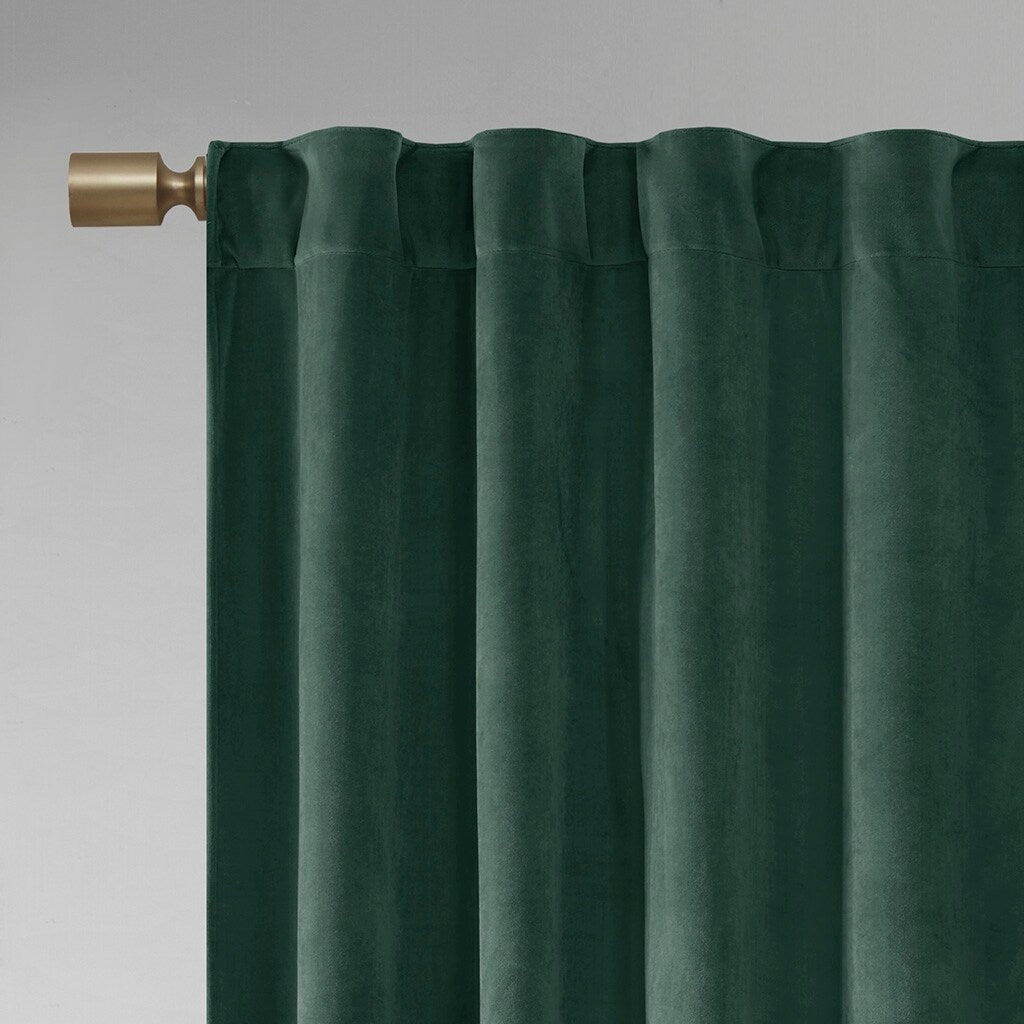 Pair of High Quality Velvet Fabric Indoor Blackout Curtains, Back Tab Curtain Panel for Living Room, Bedroom-2 Panels