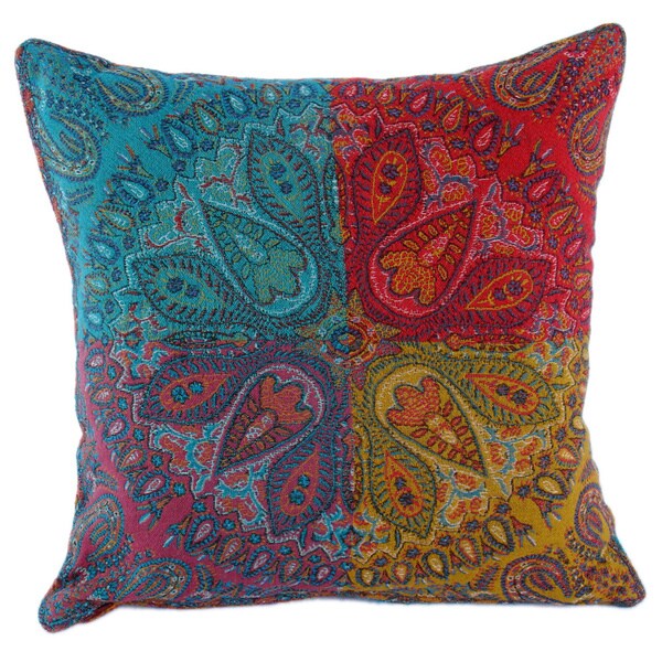 Paisley Block Wool 16-inch Throw Pillow