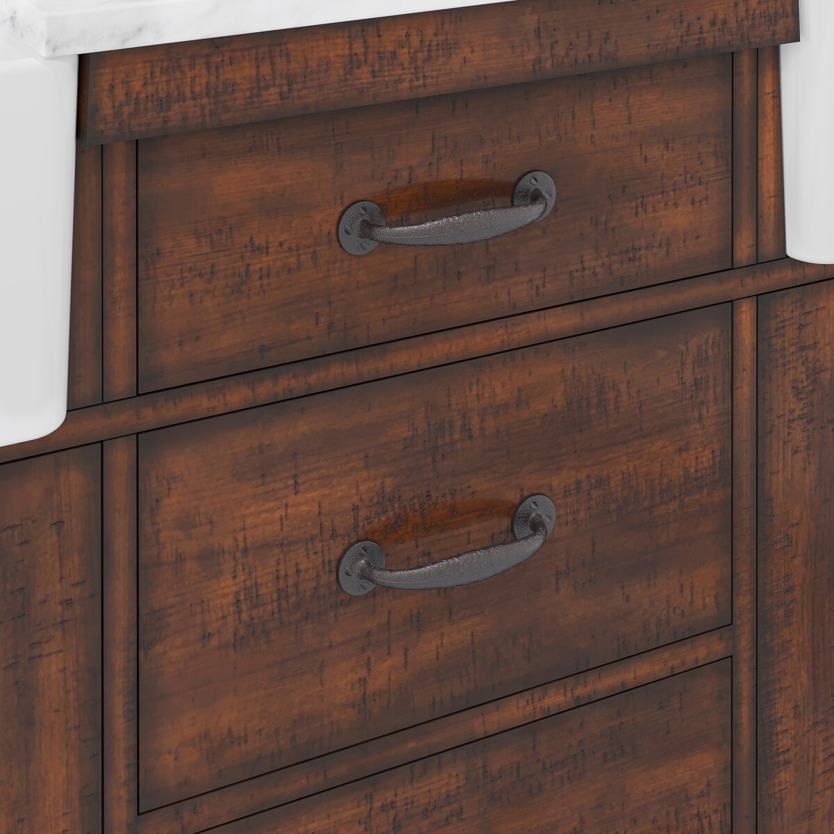 Paisley Double Sink Carrara Marble Countertop Vanity with Barn Mirror