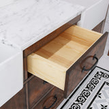 Paisley Double Sink Carrara Marble Countertop Vanity with Barn Mirror