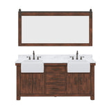 Paisley Double Sink Carrara Marble Countertop Vanity with Barn Mirror