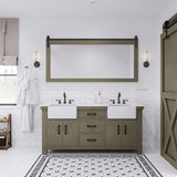 Paisley Double Sink Carrara Marble Countertop Vanity with Barn Mirror